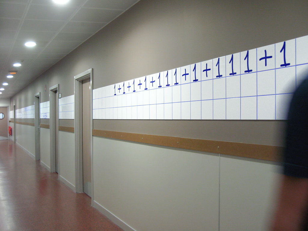 Claude Closky, ‘1, 11, 111,’ 2007-2008, commission for Françoise Giroud secondary school, Vincennes. Earthenware tiles.