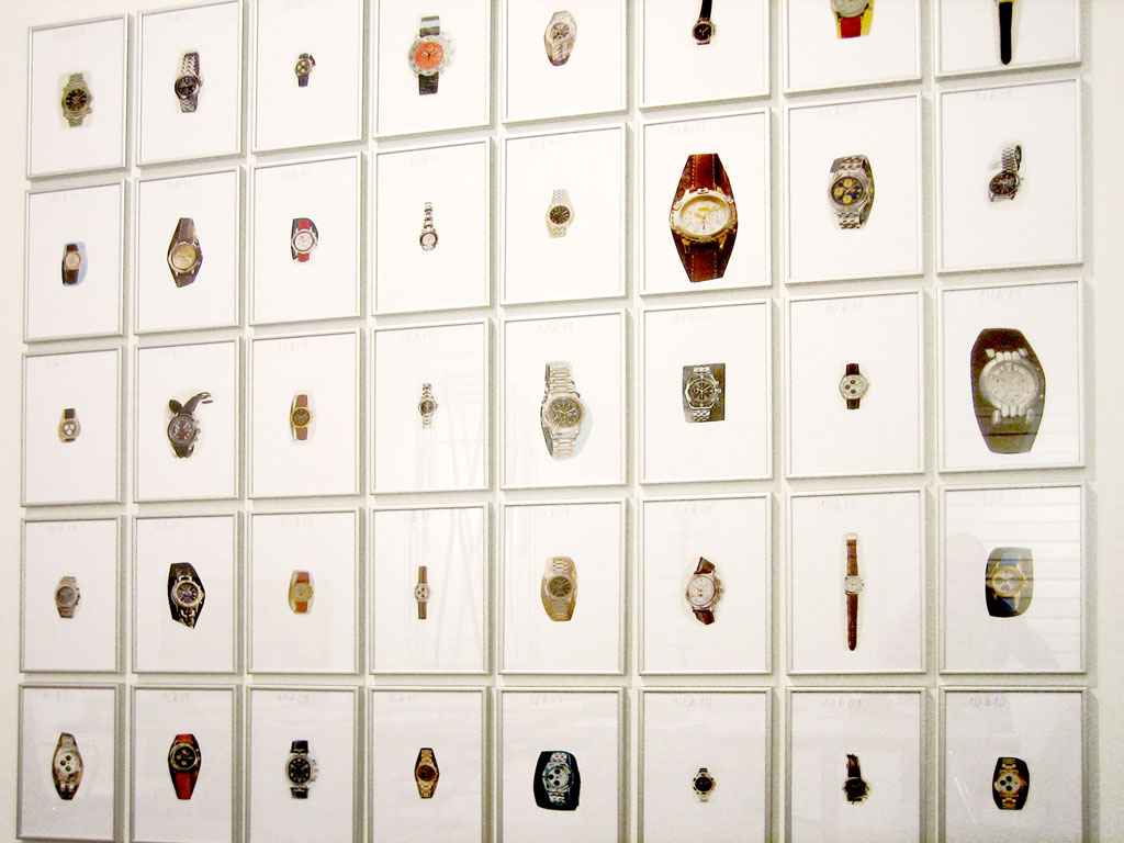 Claude Closky, ‘10 past 10 (chronometer watch)’, 1996, ballpoint pen and collage on paper, 150 x 160 cm (40 sheets 30 x 20 cm).