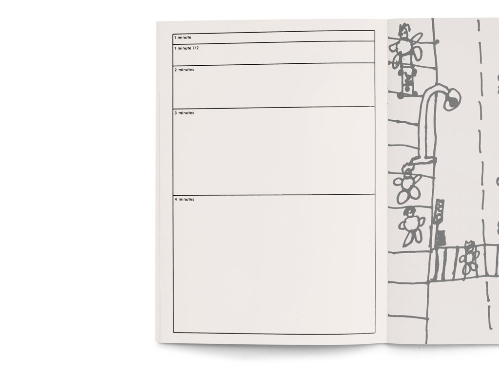 Claude Closky, ‘11 minutes 1/2’, 2005, in ‘Version, coloring book ‘, Cluj Napoca: Idea, edited by Mircea Cantor & Gabriela Vanga, p. 14.