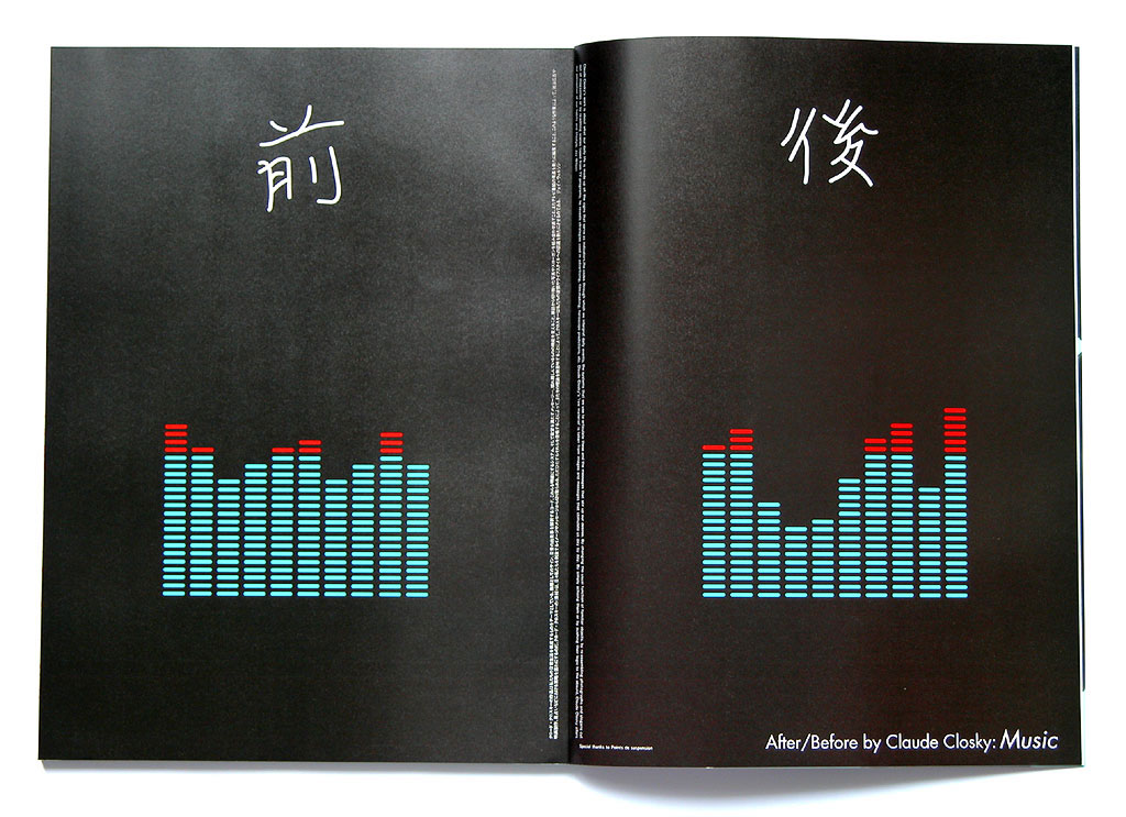 Claude Closky, ‘前 / 後 [After/Before]  Music’, 2003, Tokyo: RyukoTsushin, n°476 (February), pp. 4-5.