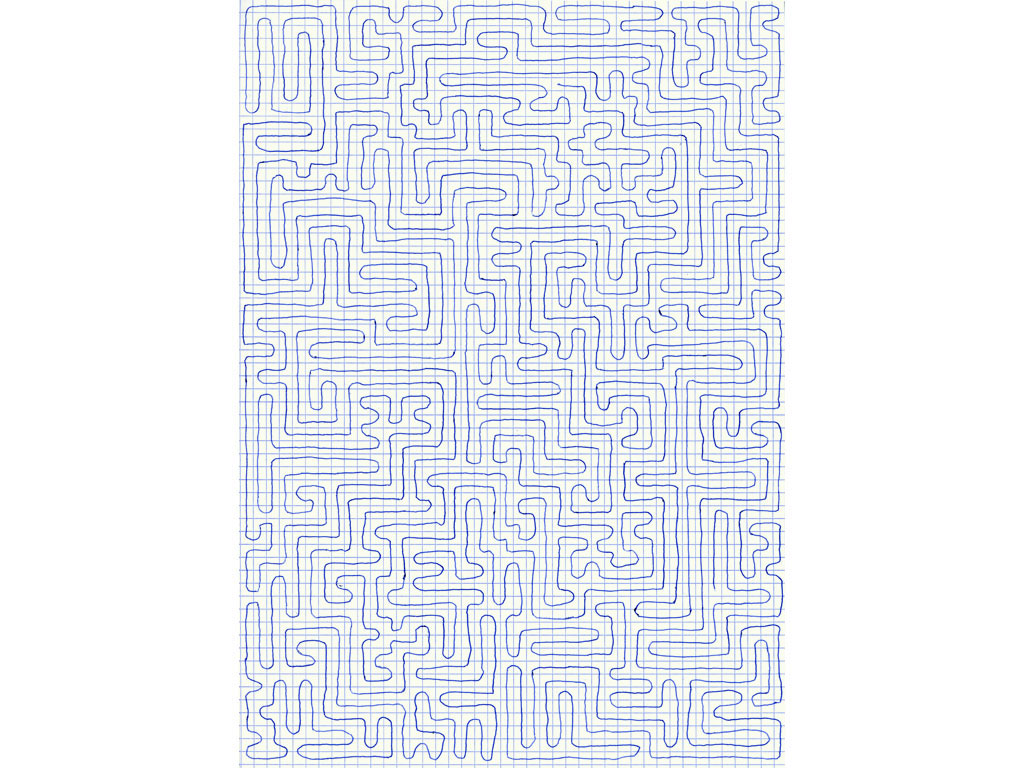 Claude Closky, ‘Going Everywhere (Run 16)’, 2009, blue ballpoint pen on grid paper, 21 x 30 or 30 x 21 cm.
