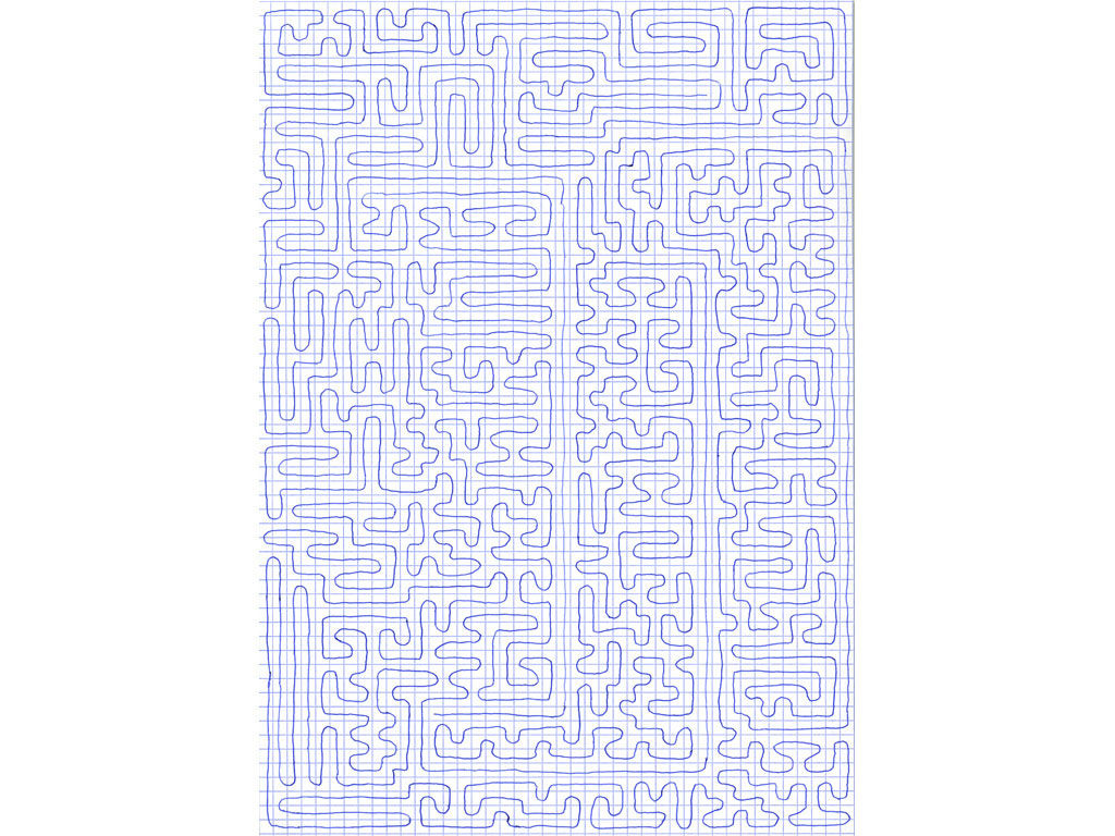 Claude Closky, ‘Going Everywhere (Run 18)’, 2009, blue ballpoint pen on grid paper, 21 x 30 or 30 x 21 cm.