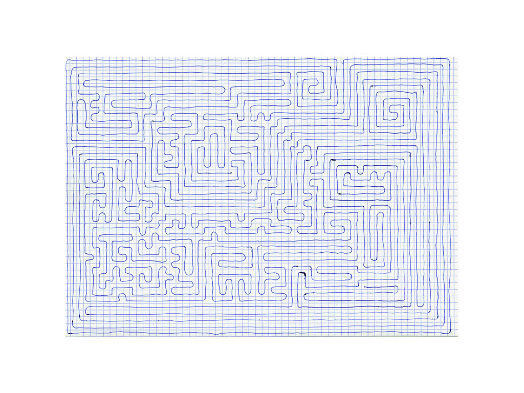 Claude Closky, ‘Going Everywhere (Run 19)’, 2009, blue ballpoint pen on grid paper, 21 x 30 or 30 x 21 cm.