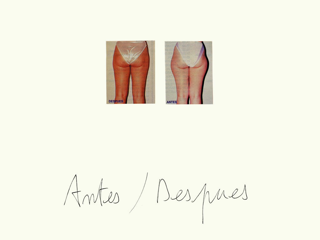Claude Closky, ‘Antes /  Despues [Before / After (legs)]’, 1997, black ballpoint pen and collage on paper, 32 x 24 cm.