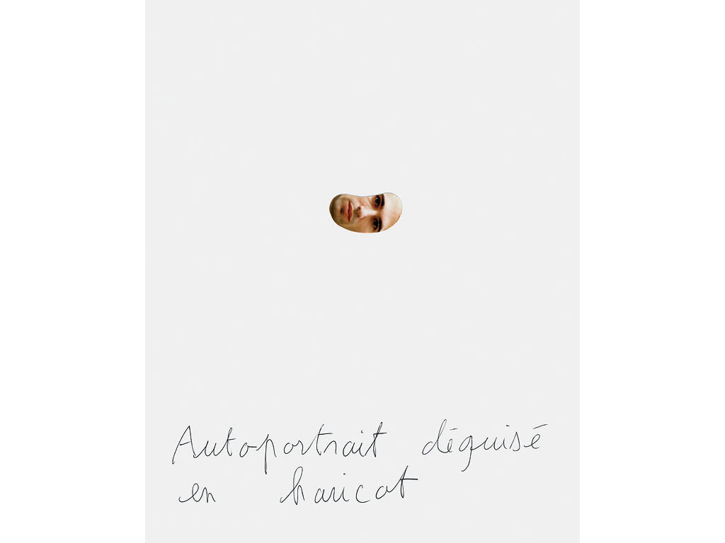 Claude Closky, ‘Autoportrait déguisé en haricot [Self-portrait disguised as a bean]’, 1996, photograph and ballpoint pen on paper, 30 x 24 cm.