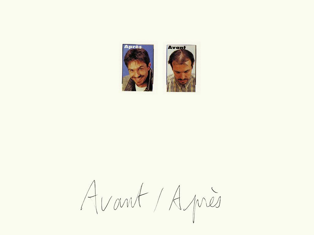 Claude Closky, ‘Avant / Après (jeune homme) [Before / After (Young man)]’, 1997, black ballpoint pen and collage on paper, 32 x 24 cm.
