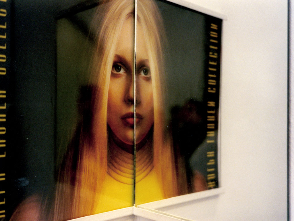 Claude Closky, ‘Beautiful faces (Ralph Lauren)’, 1997, magazine page and mirror, installed in a right angled corner, 35 x 25 x 25 cm.