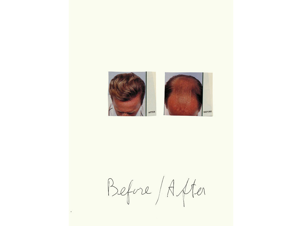 Claude Closky, ‘Before / After (blond)’, 1997, black ballpoint pen and collage on paper, 32 x 24 cm.