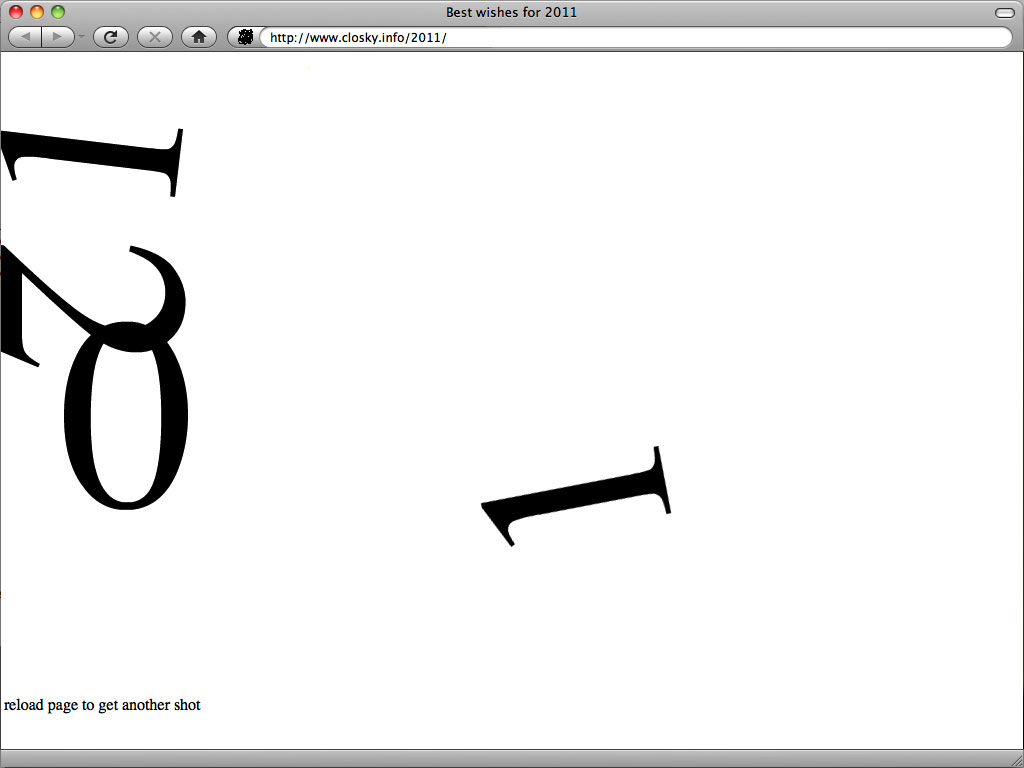 Claude Closky, ‘Best wishes for 2011’, 2010, web site, Flash (https://www.closky.info/2011).
