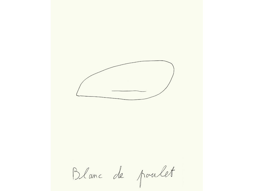 Claude Closky, ‘Blanc de poulet [Chicken breast]’, 1995, ballpoint pen on paper, 30 x 24 cm.