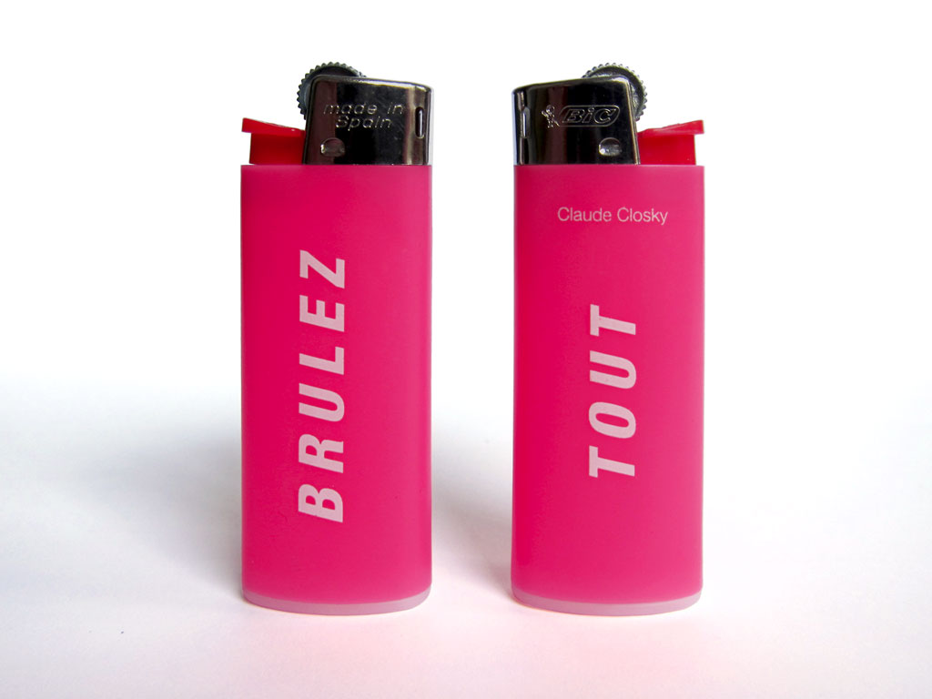 Claude Closky, ‘Brûlez tout [Burn Everything]’, 1999, lighter, Paris: Colette.