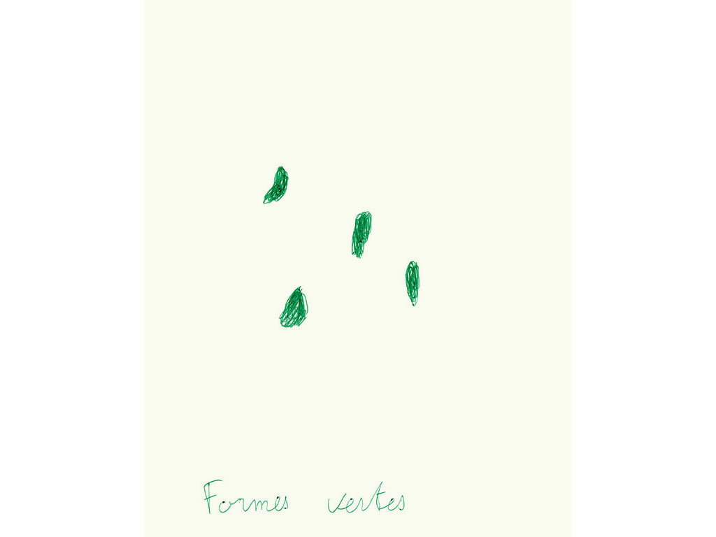 Claude Closky, ‘Formes vertes [Green shapes]’, 1996, green ballpoint pen on paper, 30 x 24 cm.