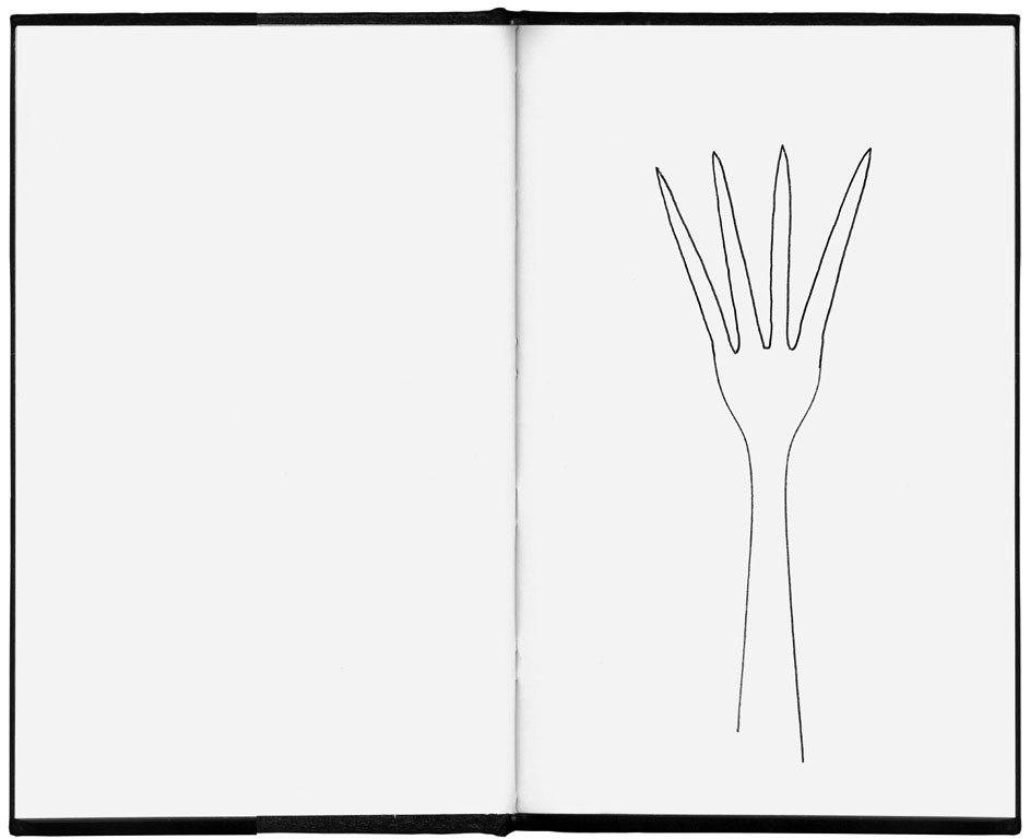 Claude Closky, ‘Fourchettes [Forks]’, 1996, blue ballpoint pen on sketchbook, 200 pages, 21,5 x 14,5 cm.