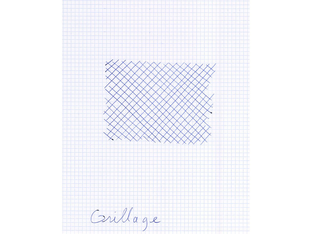Claude Closky, ‘Grillage [wire fence]’, 1996, ballpoint pen on grid paper, 30 x 24 cm.