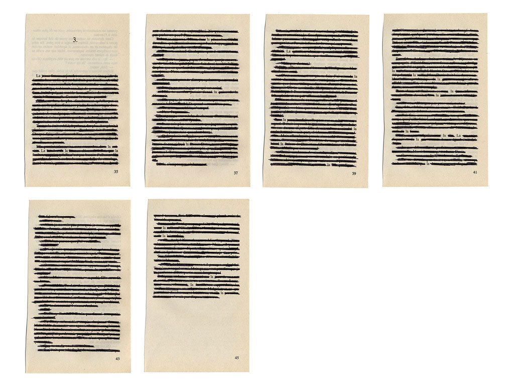 Claude Closky, ‘La la la, 3’, 2003, black ball-point on book pages, 50 x 65 cm.