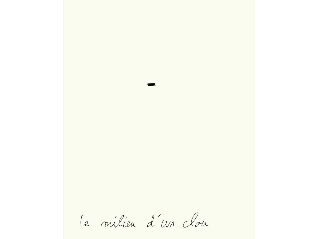 Claude Closky, ‘Le milieu d’un clou [the middle of a nail],’ 1993, ballpoint pen on paper, 30 x 24 cm.