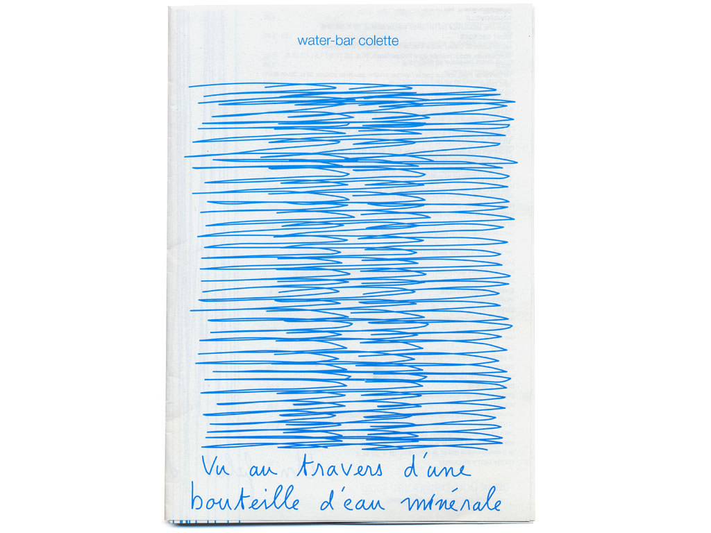 Claude Closky, ‘Le water-bar vu au travers d’une bouteille d’eau minérale’, 2001, menu of the Colette water-bar, 42 x 29,7 cm.