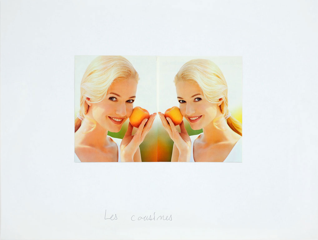 Claude Closky, ‘Les cousines [Cousins]’, 1998, black ballpoint pen and collage on paper, 60 x 80 cm.