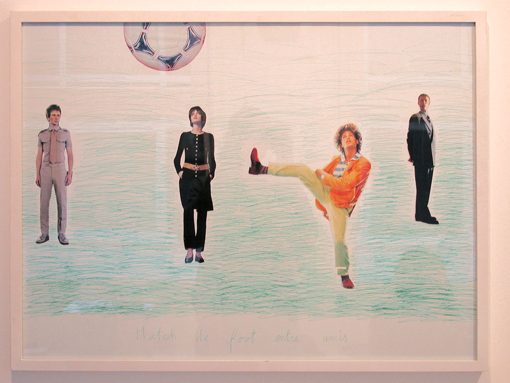 Claude Closky, ‘Match de foot entre amis 6 [Soccer Match Among Friends 6]’, 1998, green ballpoint pen and collage on paper, 60 x 80 cm.