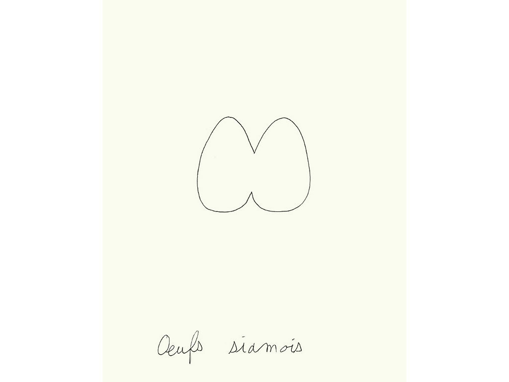 Claude Closky, ‘Œufs siamois [siamese eggs]’, 1996, black ballpoint pen on paper, 30 x 24 cm.