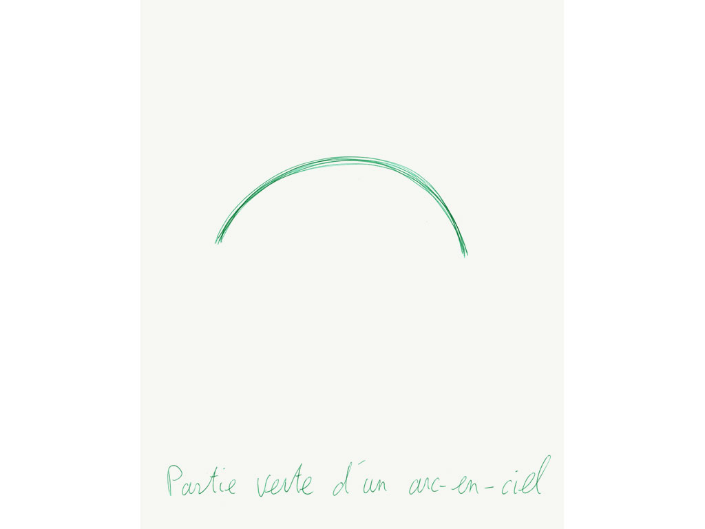Claude Closky, ‘Partie verte d’un arc-en-ciel [The green part of a rainbow]’, 1995, green ballpoint pen on paper, 30 x 24 cm.