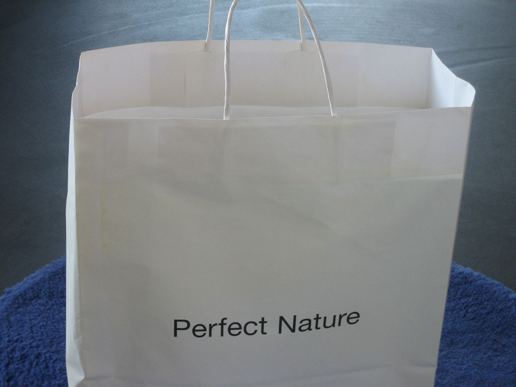 Claude Closky, ‘Perfect Nature’, 2002, paper bag. Pisa: Fondation Teseco per l’Arte,  39 x 32 x 13 cm.