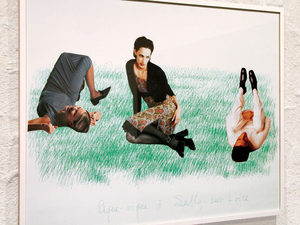 Claude Closky, ‘Picnic at Sully-sur-Loire 1’, 2000, green ballpoint pen and collage on paper, 60 x 80 cm. Exhibition view Domaine de Kerguéhennec Centre d’Art Contemporain, Bignan. 5 April - 15 June 2003. Curated by Frédéric Paul