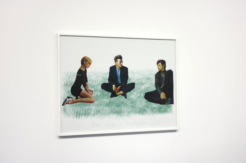 Claude Closky, ‘Picnic at Sully-sur-Loire 3’, 2000, green ballpoint pen and collage on paper, 60 x 80 cm. Exhibition view Domaine de Kerguéhennec Centre d’Art Contemporain, Bignan. 5 April - 15 June 2003. Curated by Frédéric Paul