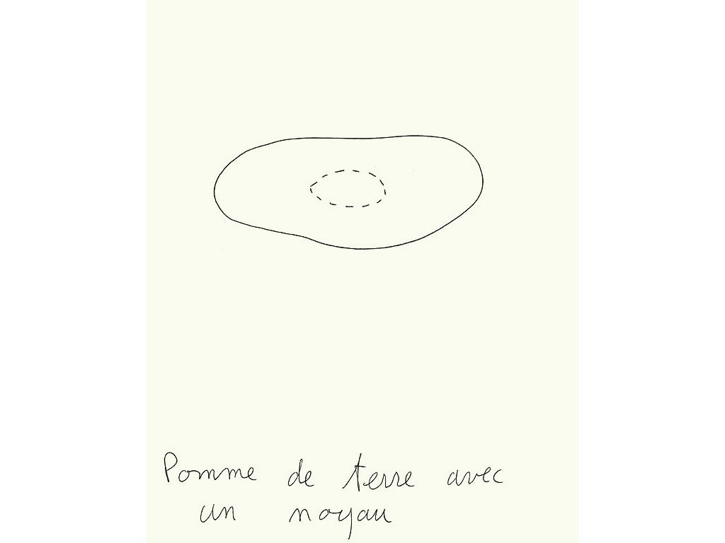 Claude Closky, ‘Pomme de terre avec un noyau [Potato with a kernel]’, 1997, black ballpoint pen on paper, 32 x 24 cm.