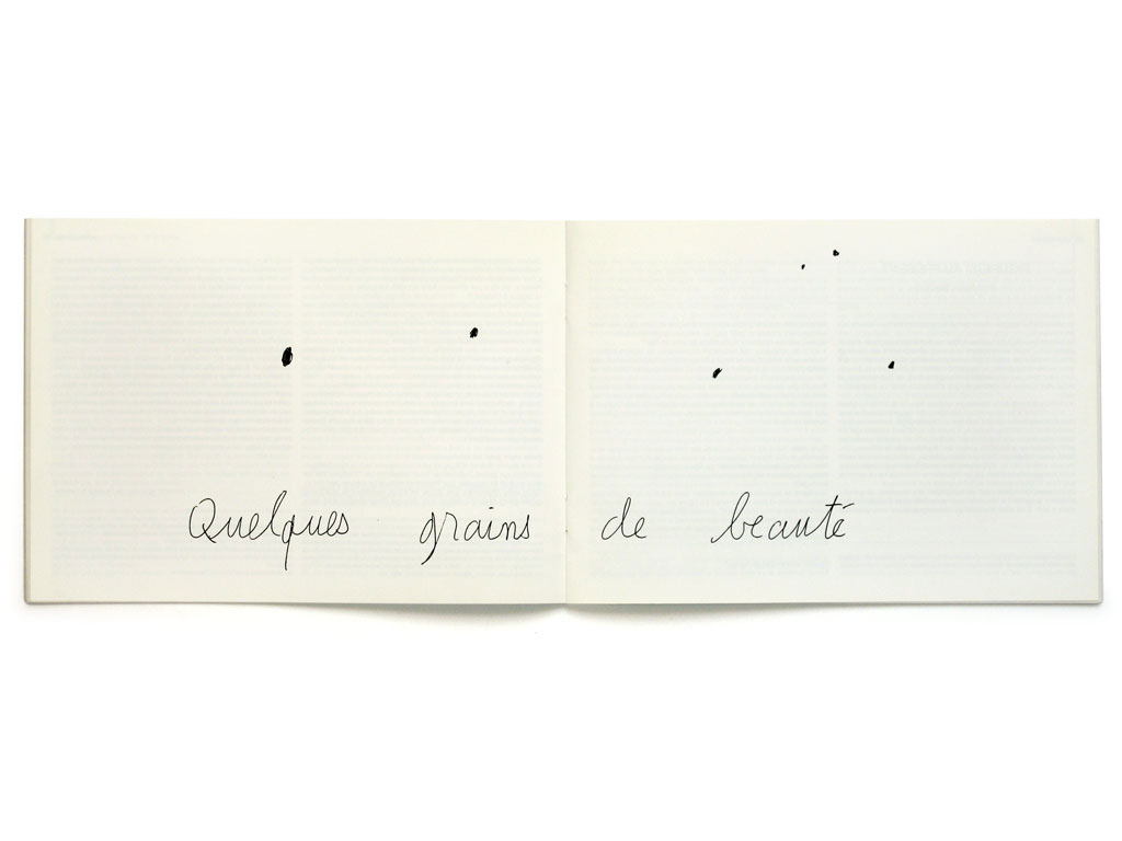 Claude Closky, ‘Quelques grains de beauté [Some beauty spots]’, 1994, Pleneuf-Val-Andre: Art Présence #11, pp. 18-19.