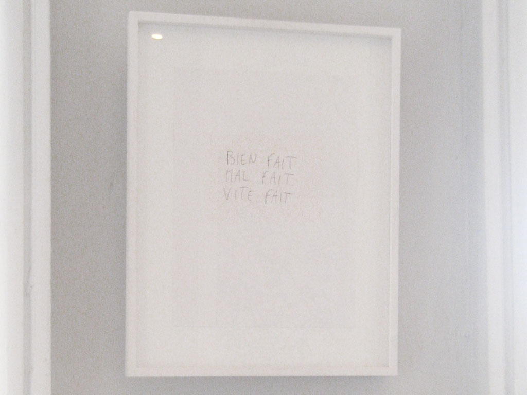 Claude Closky, ‘Untitled (bien fait  mal fait  vite fait [well done, badly done, quickly done])’, 1992, ballpoint pen on paper, 30 x 24 cm.
