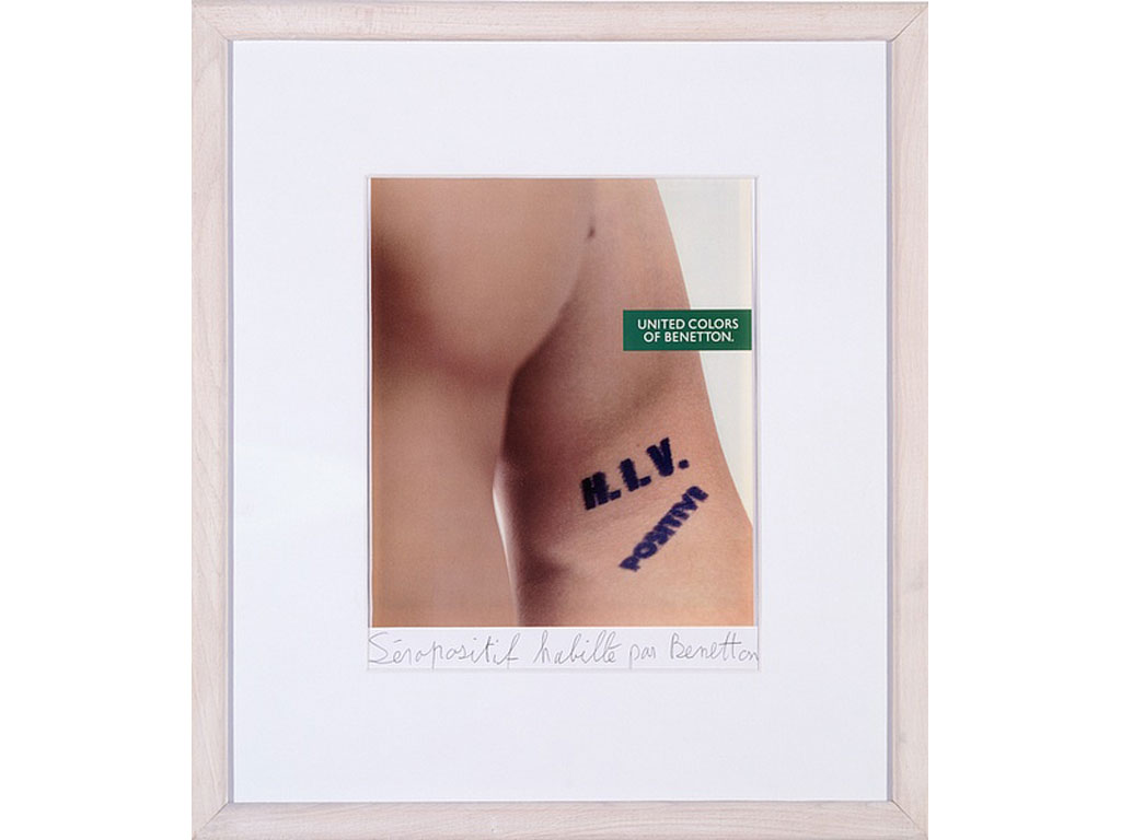 Claude Closky, ‘Séropositif habillé par Benetton [HIV positive dressed by Benetton],’ 1995, black ballpoint pen on paper, 28,5 x 21 cm.