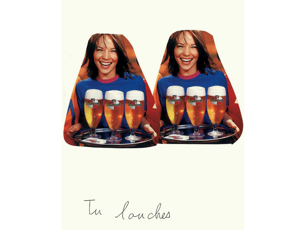 Claude Closky, ‘Tu louches [You’re squinting]’, 1996, black ballpoint pen and collage on paper, 30 x 24 cm.