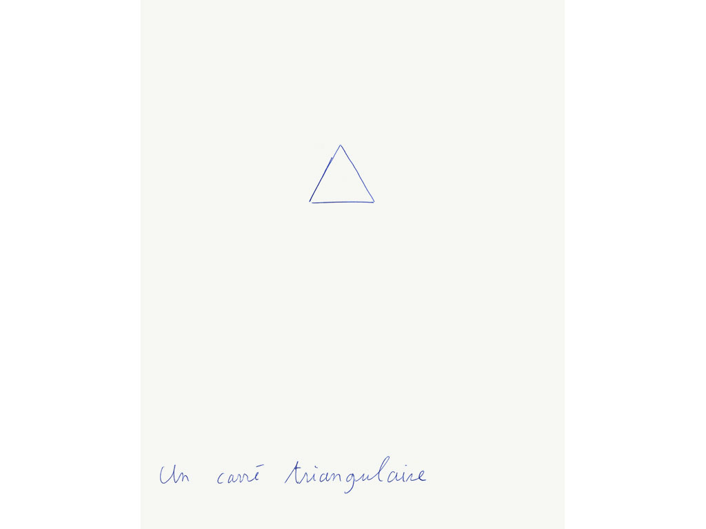 Claude Closky, ‘Un carré triangulaire [a triangle-shaped square]’, 1993, ballpoint pen on paper, 30 x 24 cm.