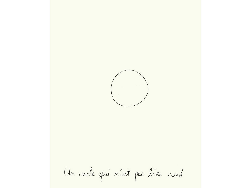 Claude Closky, ‘Un cercle qui n’est pas bien rond [a circle that is not very round]’, 1993, ballpoint pen on paper, 30 x 24 cm.