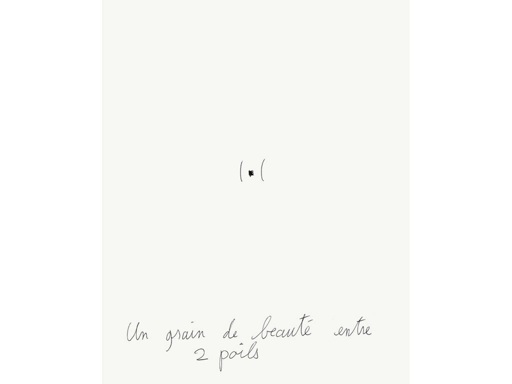 Claude Closky, ‘Un grain de beauté entre 2 poils [a mole between 2 hairs]’, 1994, ballpoint pen on paper, 30 x 24 cm.