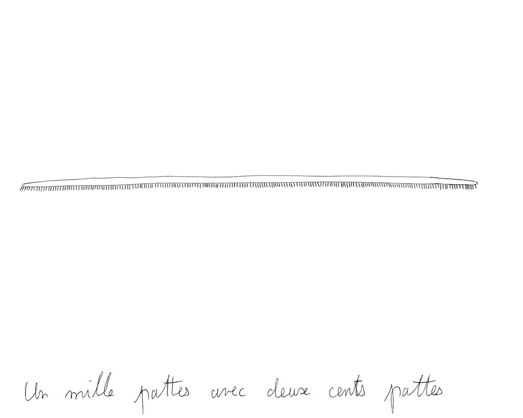 Claude Closky, ‘Un mille pattes avec deux cents pattes [A centipede with two hundred legs]’, 1992, ballpoint pen on paper, 30 x 24 cm.