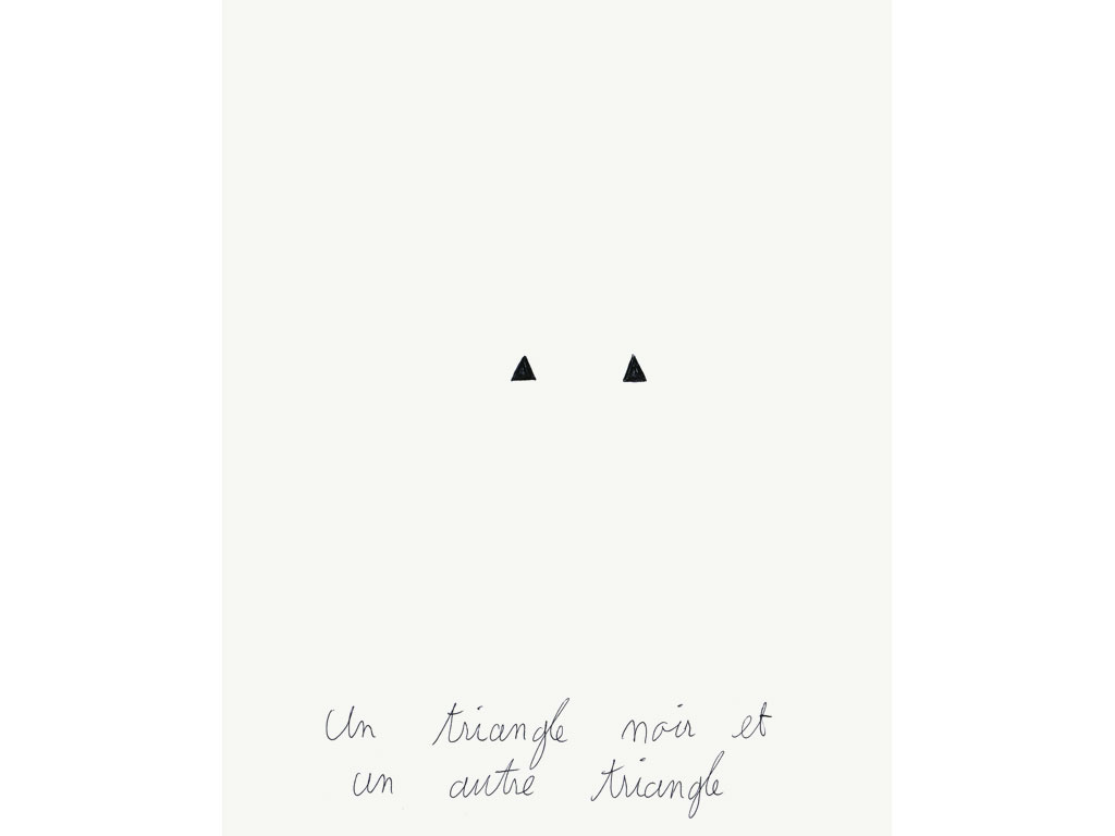 Claude Closky, ‘Un triangle noir et un autre triangle [a black triangle and an other triangle]’, 1993, black ballpoint pen on paper, 30 x 24 cm.