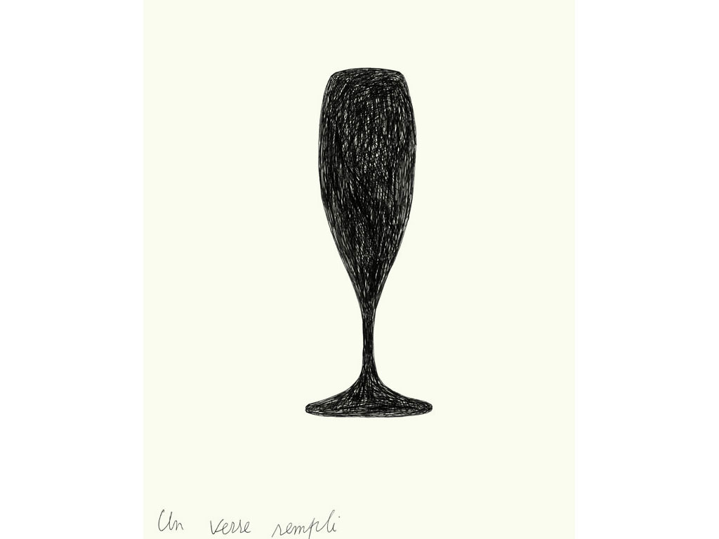 Claude Closky, ‘Un verre rempli [One filled glass]’, 1991, black ballpoint pen on paper, 30 x 24 cm.