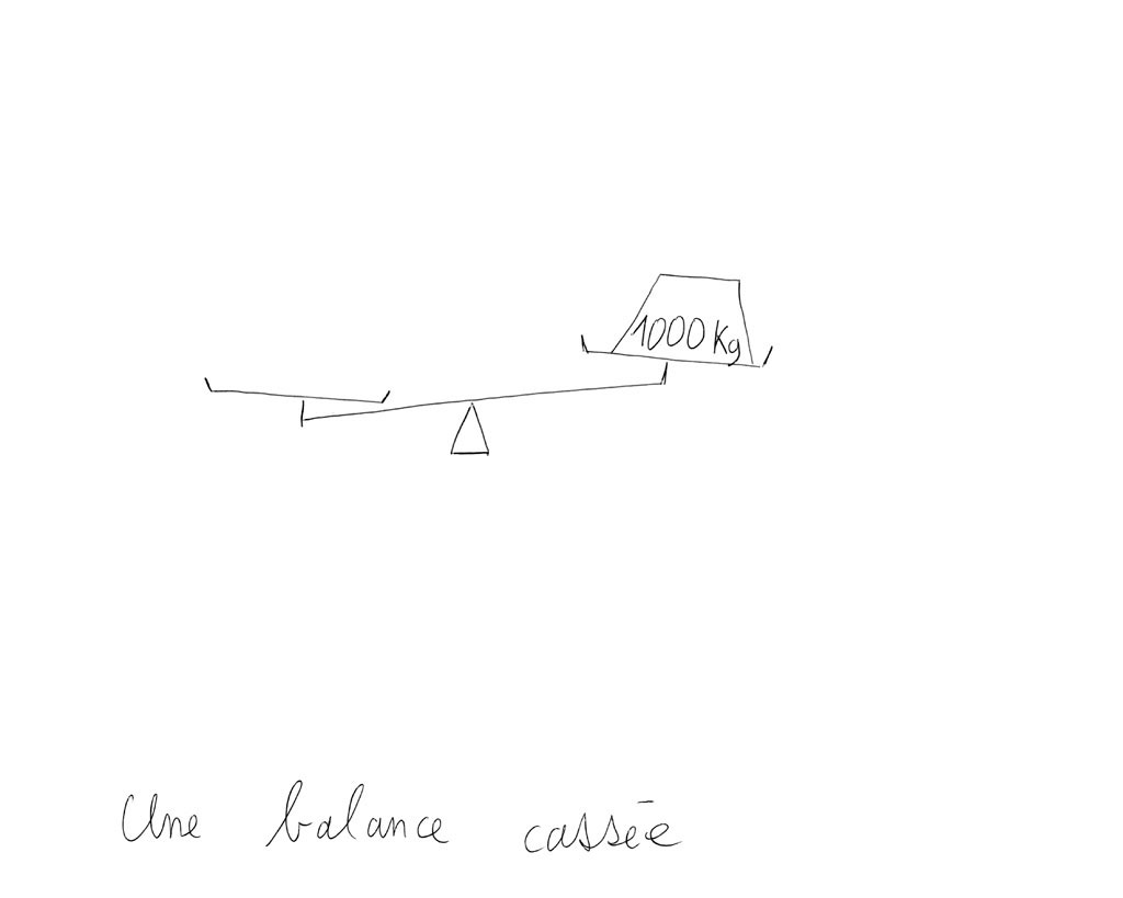 Claude Closky, ‘Une balance cassée [broken scale]’, 1992, ballpoint pen on paper, 30 x 24 cm.