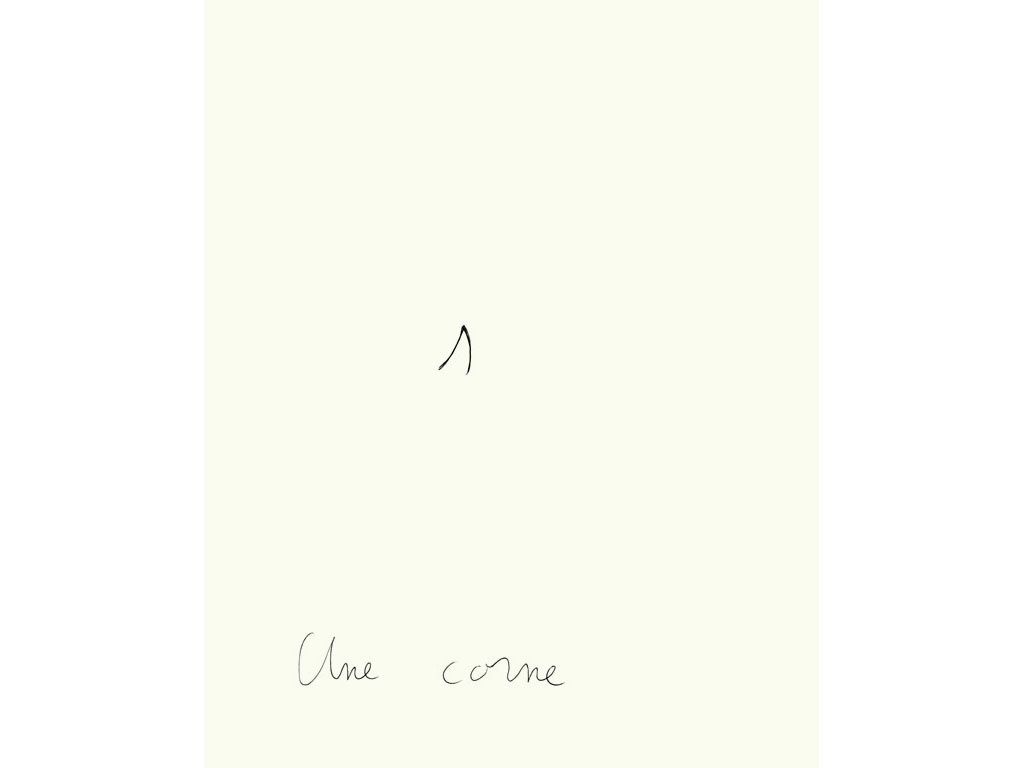 Claude Closky, ‘Une corne [A horn]’, 1996, black ballpoint pen on paper, 30 x 24 cm.