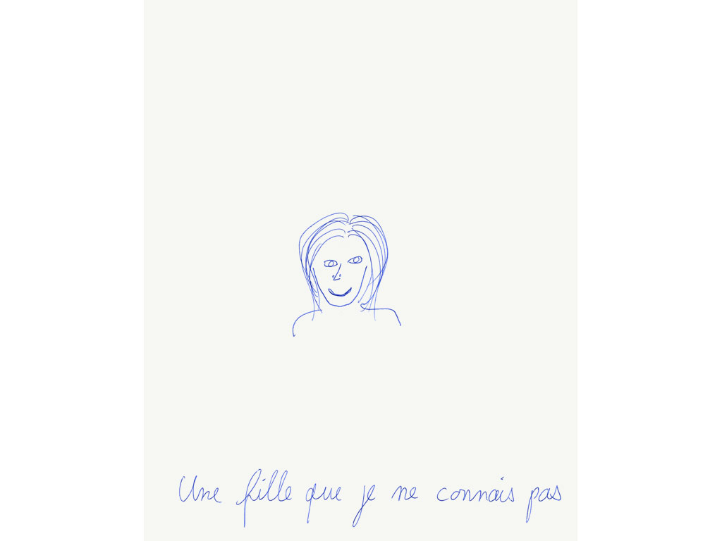 Claude Closky, ‘Une fille que je ne connais pas [a girl I don’t know]’, 1994, ballpoint pen on paper, 30 x 24 cm.