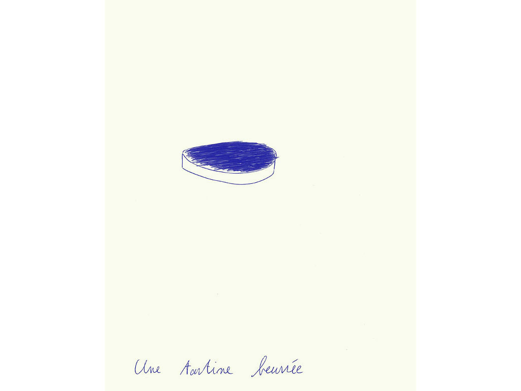 Claude Closky, ‘Une tartine beurrée [a buttered slice of bread]’, 1993, ballpoint pen on paper, 30 x 24 cm.