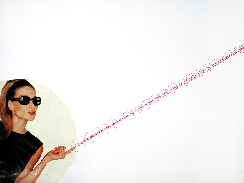 Claude Closky, ‘Untitled (red beam)’, 1996, red ballpoint and collage pen on paper, 51 x 70 cm.