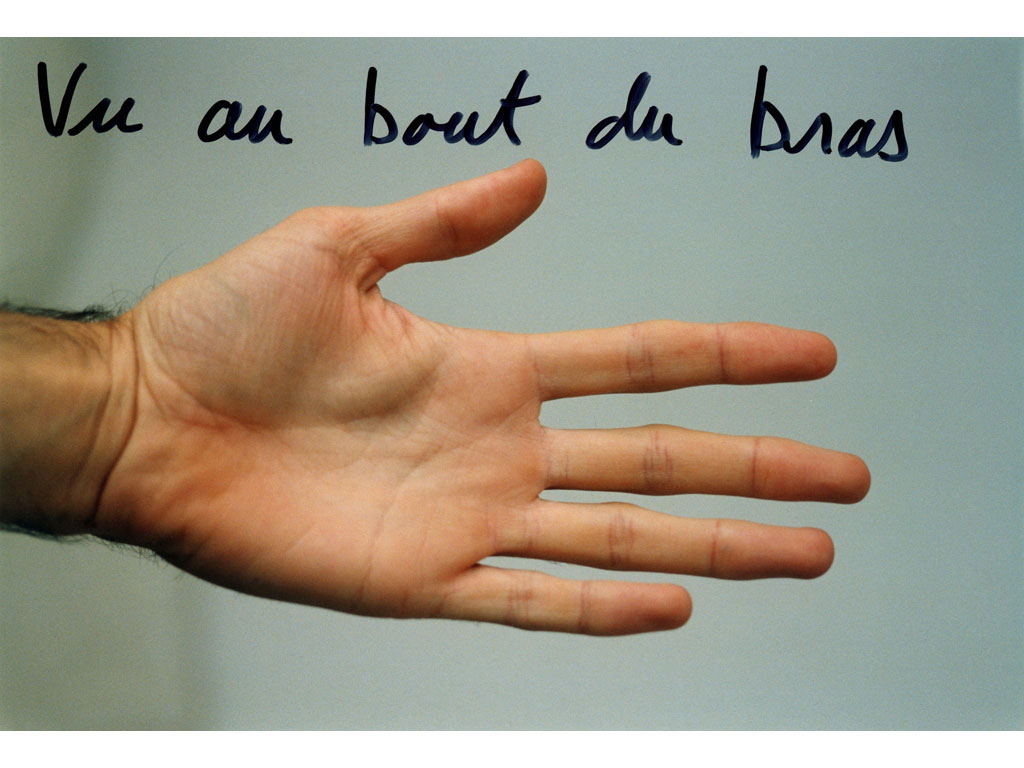 Claude Closky, ‘Vu au bout du bras [Seen at the end of the arm],’ 1995, c-print, permanent felt pen, 15,2 x 22,5 cm.